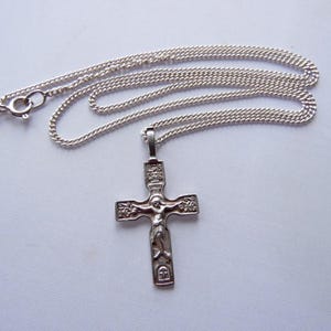 Russian Sterling Silver 925 Orthodox Cross Pendant | 37x19mm with 54cm Chain | 6.9g Crucifix Necklace