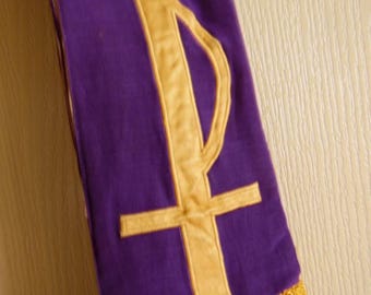 Vintage Priest Vestments Stole Reversible White / Purple