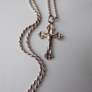 Russian Sterling Silver 925 Orthodox Crucifix Pendant Cross With Chain 5.3 gr