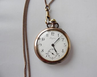 Vintage silver pocket watch Longines 1900s