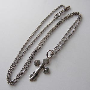 Russian Sterling Silver 925 Crucifix Pendant Cross with Chain | 4.6g | 23x15mm | Orthodox Necklace | Gift for Him or Her