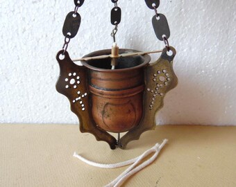 Vintage Hanging Bronze Icon Candle Lamp /Lampada