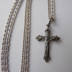 Russian Sterling Silver 925 Orthodox Crucifix Pendant Cross With Chain 5 gr