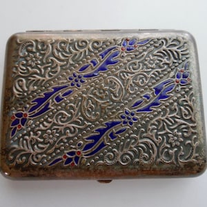 Vieux bronze russe émail argenté étui à cigarettes plaqué argent URSS*
