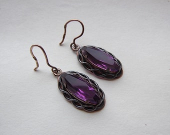 Vintage Sterling Silber Amethyst Ohrringe, Russische 875 Punziert