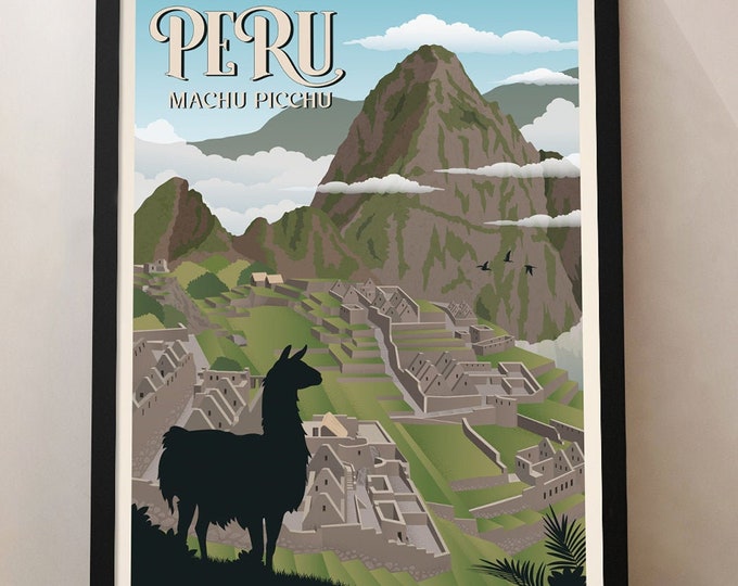 Machu Picchu Vintage Travel Poster, Peru Travel poster, Peru, Travel print, Decoration, Wall Art