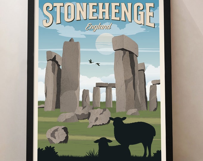 Stonehenge Travel Poster, England Travel Poster, UK travel poster, Vintage Poster, Stonehenge poster, Poster decoration