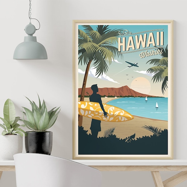 Travel Poster Hawaii - Etsy