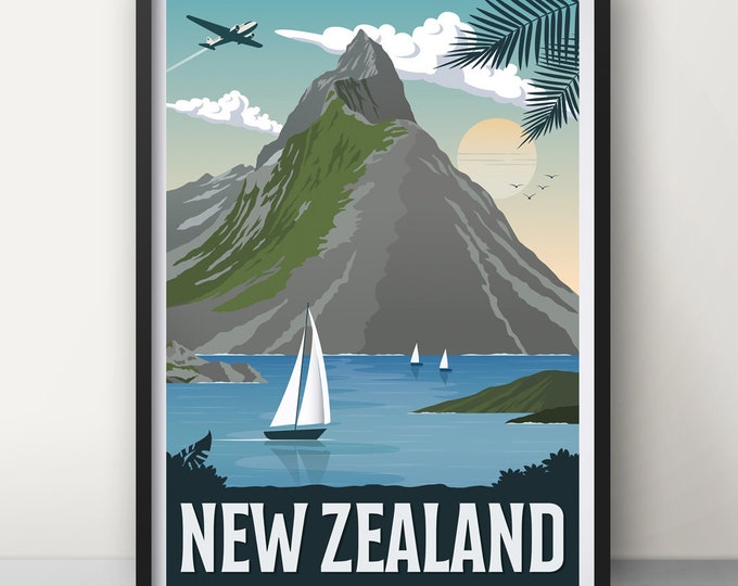 New zealand Vintage Travel Poster, Australia Travel poster, Decoration, Wall Art, New zealand