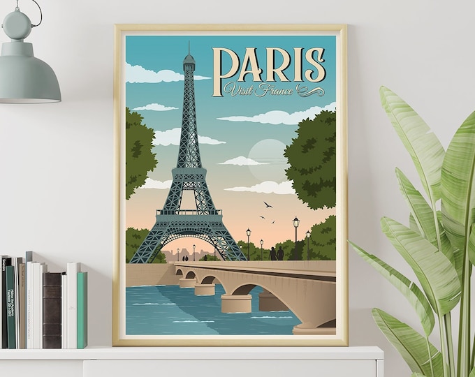 Paris print, Eiffel Tower Travel Poster, France travel poster, Paris Travel Poster, Paris poster