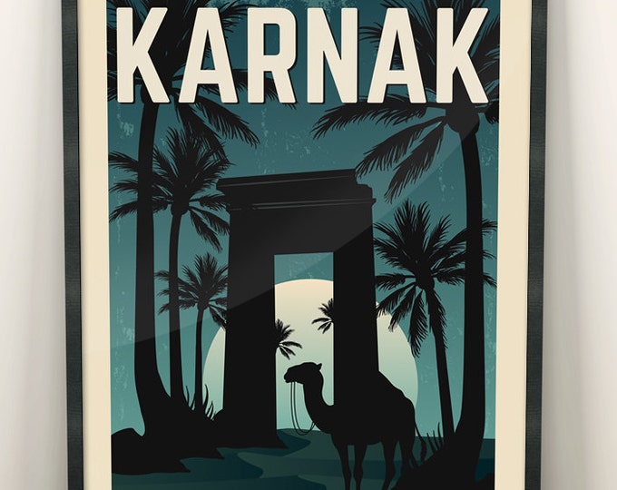 Egypt Vintage Travel Poster, Karnak, Travel poster, Decoration, Wall Art, Exotic