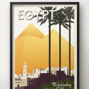 Egypt Vintage Travel Poster, Pyramids, Travel poster, Decoration, Wall Art, Exotic