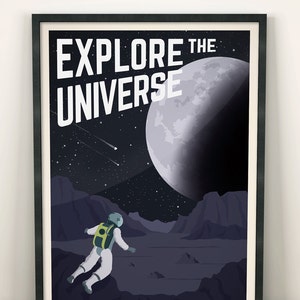 Space Vintage Travel Poster, Universe, Travel, Decoration, Wall Art, Spaceship