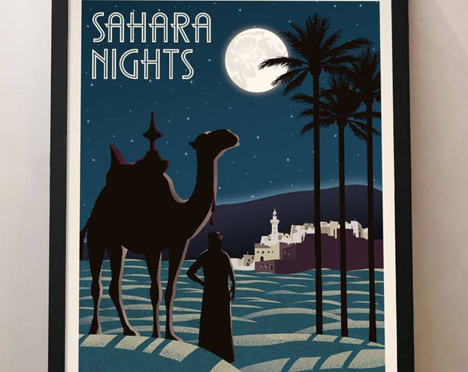 Vintage Travel Poster Morocco, Morocco travel poster, vintage poster, Marrakech poster, poster decoration