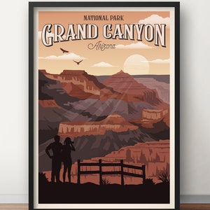 Grand Canyon Vintage Travel Poster, Travel, Decoration, Wall Art, Gand Canyon, USA, Arizona