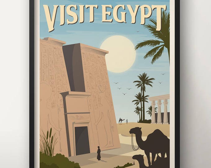 Egypt Vintage Travel Poster, Travel, Decoration, Wall Art, Printed Poster, Exotic