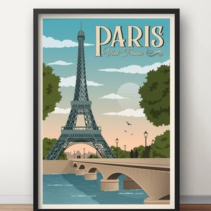 Paris Travel Poster, Eiffel Tower Travel Poster, France travel poster, Vintage Poster, Paris poster, Poster decoration