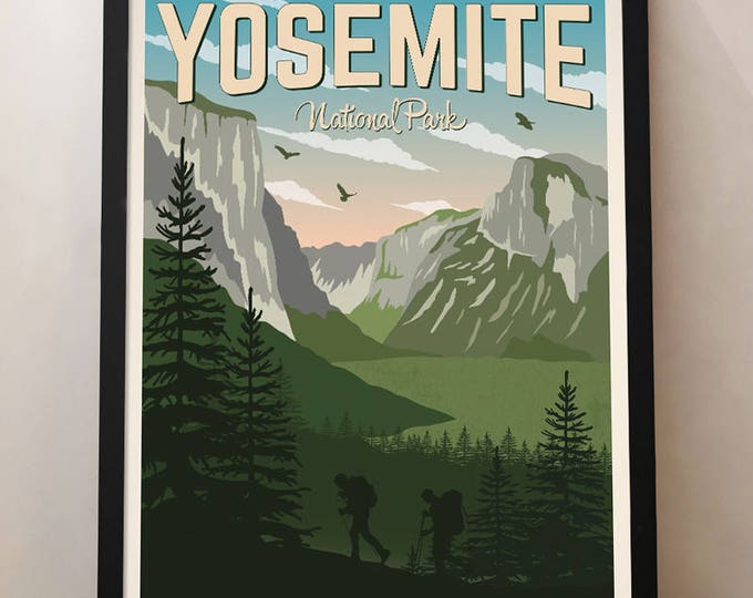 Yosemite Vintage Travel Poster, Travel, Decoration, Wall Art, Printable Poster, Yosemite, USA, California