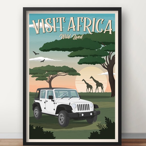 Vintage Poster Afrika, Kenia, Tanzania, Reizen, Poster, Reizen Poster Vintage, Decoratie, Lamina, Antiek, Prints