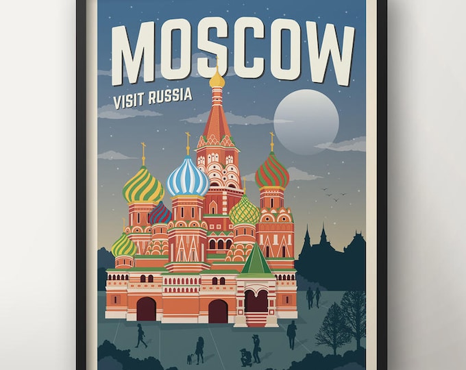 Moscow Vintage Travel Poster, Travel, Decoration, Wall Art, Printable Poster, Russia