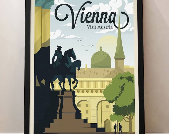Vienna Vintage Travel Poster, Travel, Decoration, Wall Art, Austria, Europe city