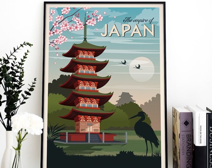 Japan Vintage Travel Poster, Travel poster, Japan poster, Travel print, Decoration, Wall Art