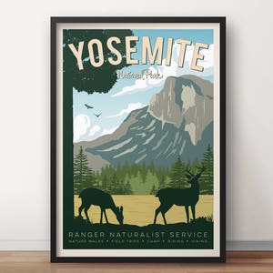 Yosemite Vintage Travel Poster, Travel, Decoration, Wall Art, Printed Poster, Yosemite, USA, California