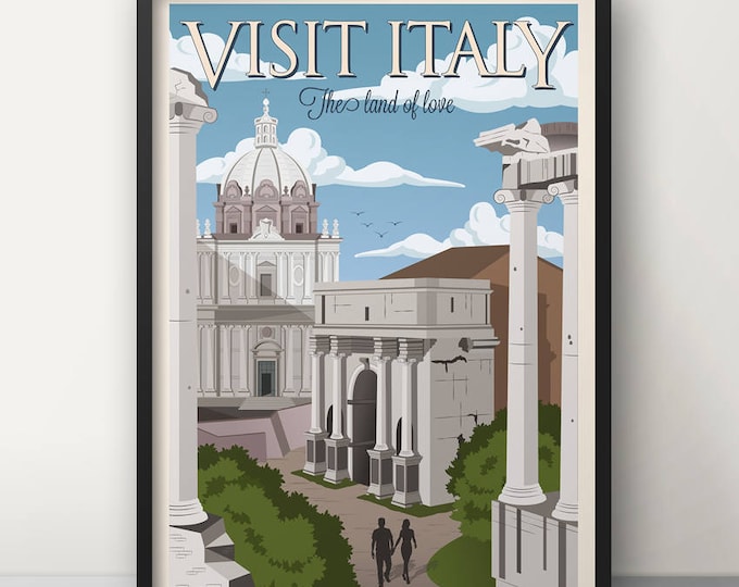 Italy Vintage Travel Poster, Travel poster, Italy, Rome, Decoration, Wall Art