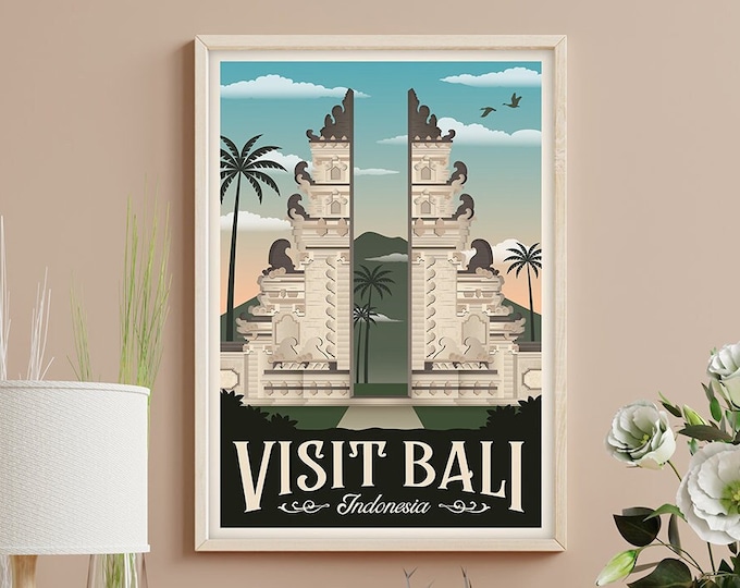 Bali Vintage Travel Poster, Bali Travel poster, Bali print, Wall Art, Indonesia, Asia