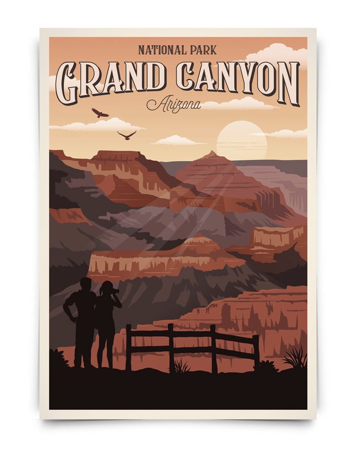 Grand Canyon Vintage Travel Poster, Travel, Decoration, Wall Art, Gand ...