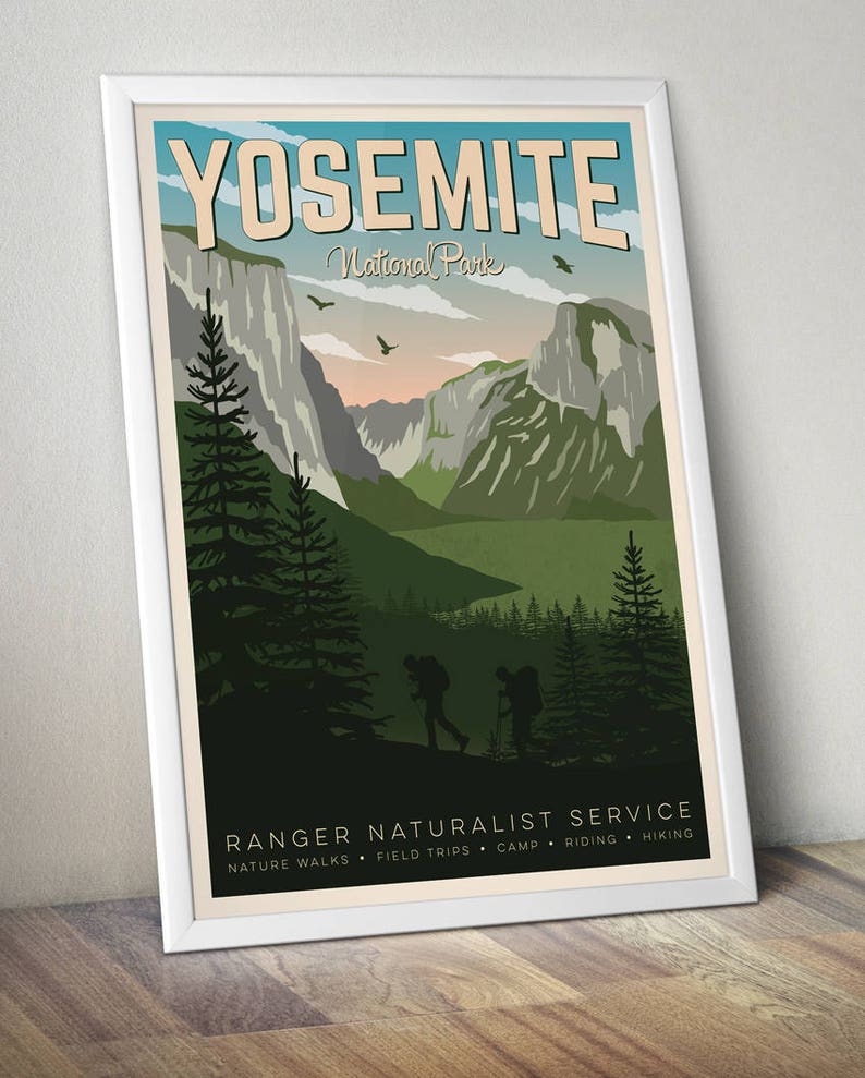 Yosemite Vintage Travel Poster, Travel, Decoration, Wall Art, Printable Poster, Yosemite, USA, California image 2