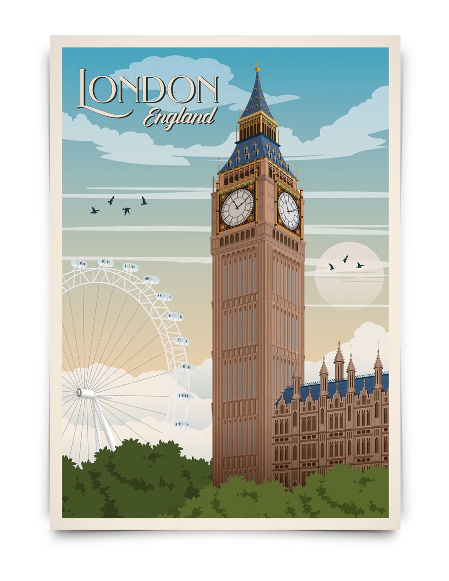 London Travel Poster Big Ben Travel Poster UK Travel Poster - Etsy