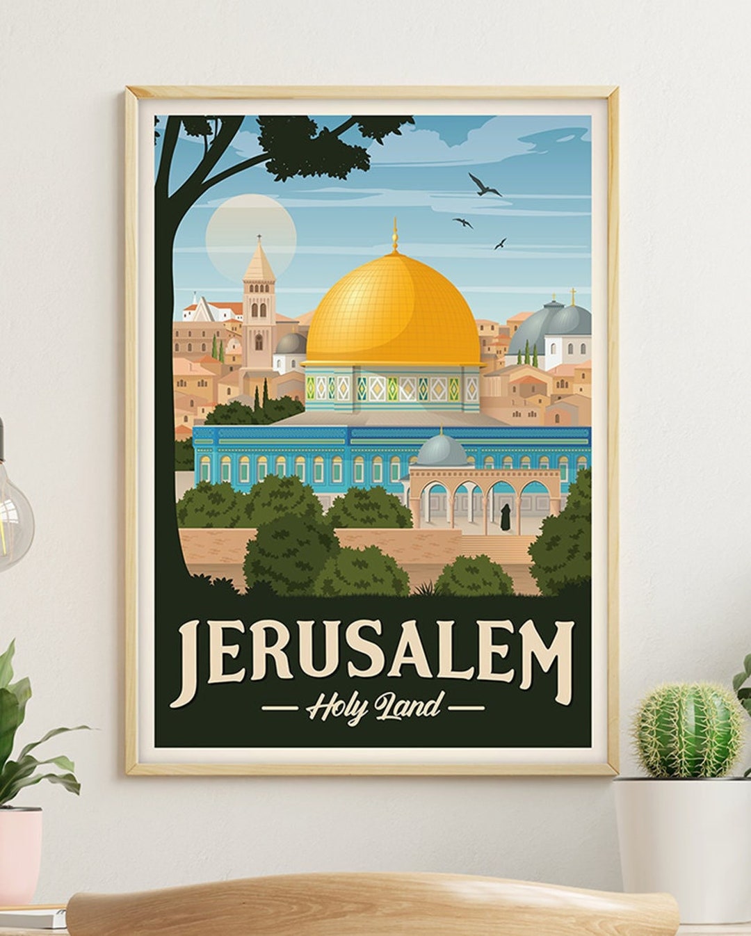Jerusalem Vintage Travel Poster, Jerusalem Travel Poster, Israel, Palestine, Decoration, Wall