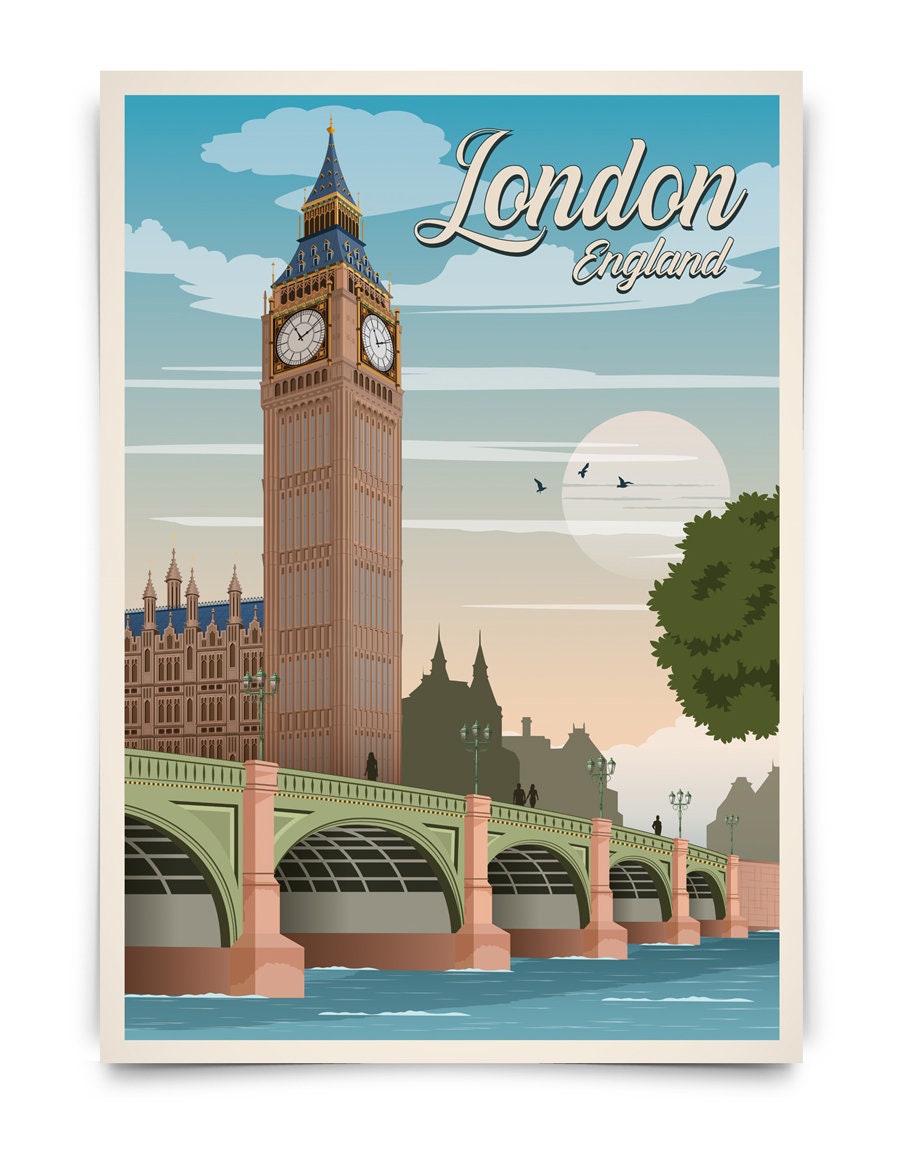 London Travel Poster Big Ben Travel Poster Uk Travel Poster Vintage