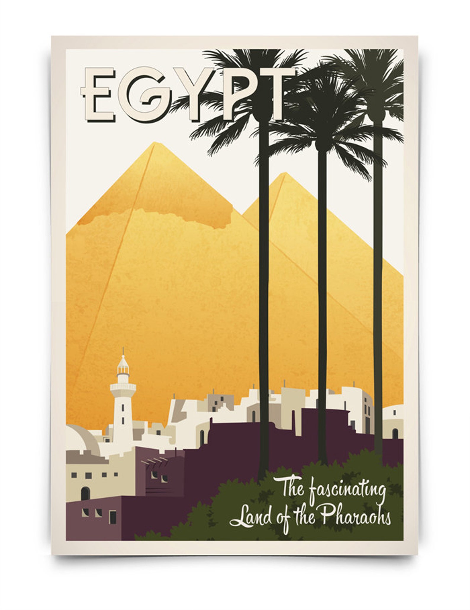 Affiche Vintage Egypte Voyage Egypte Pyramides Affiche Etsy France