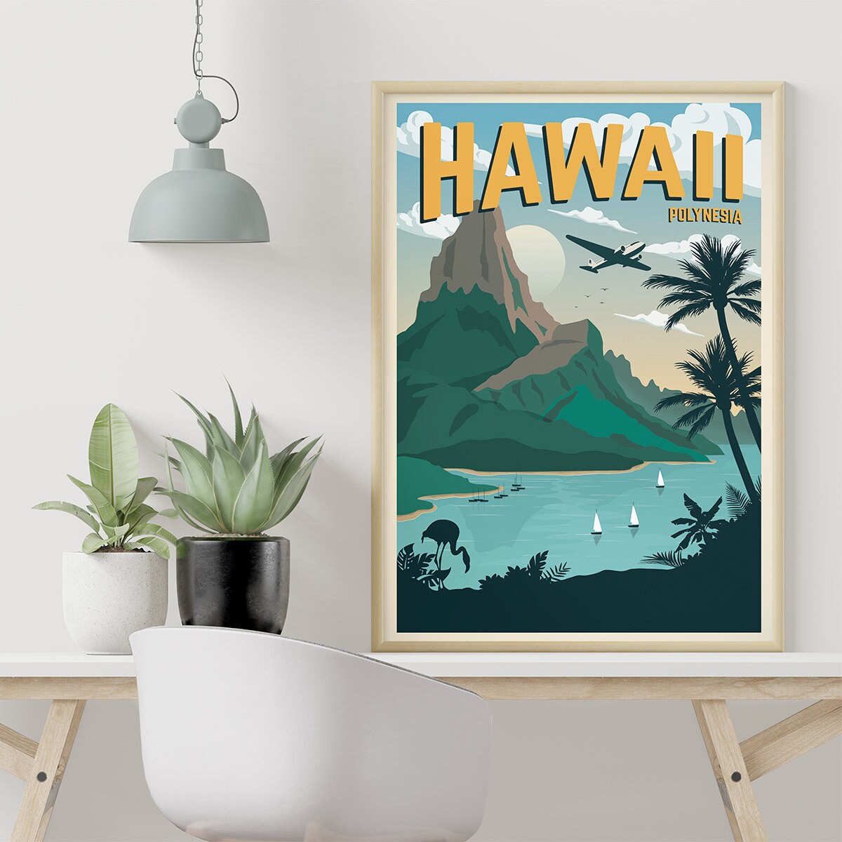 Hawaii Vintage Travel Poster Travel Decoration Wall Art | Etsy