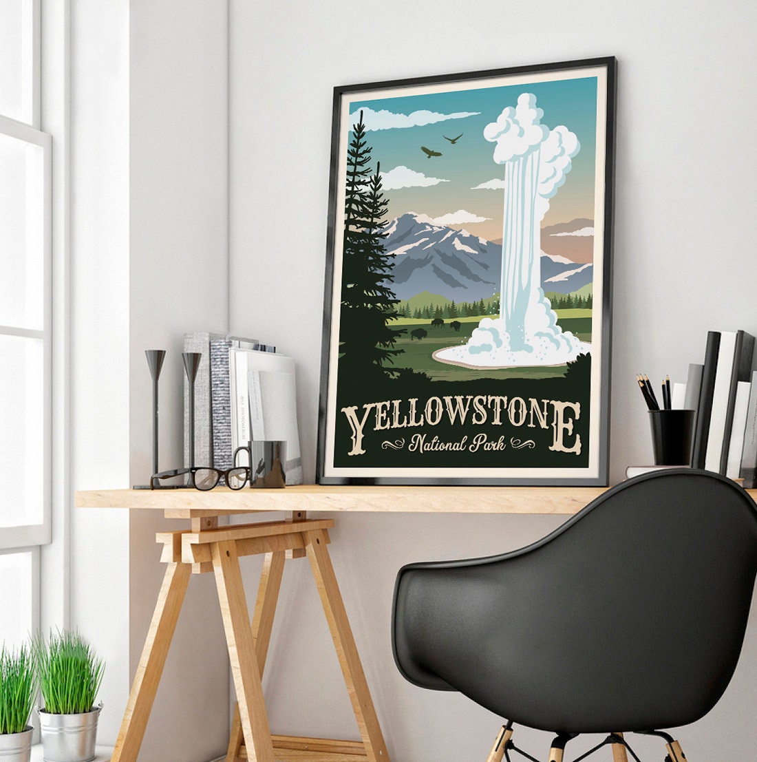 96109 Yellowstone National Park Wyoming United States Decor Wall Print  Poster