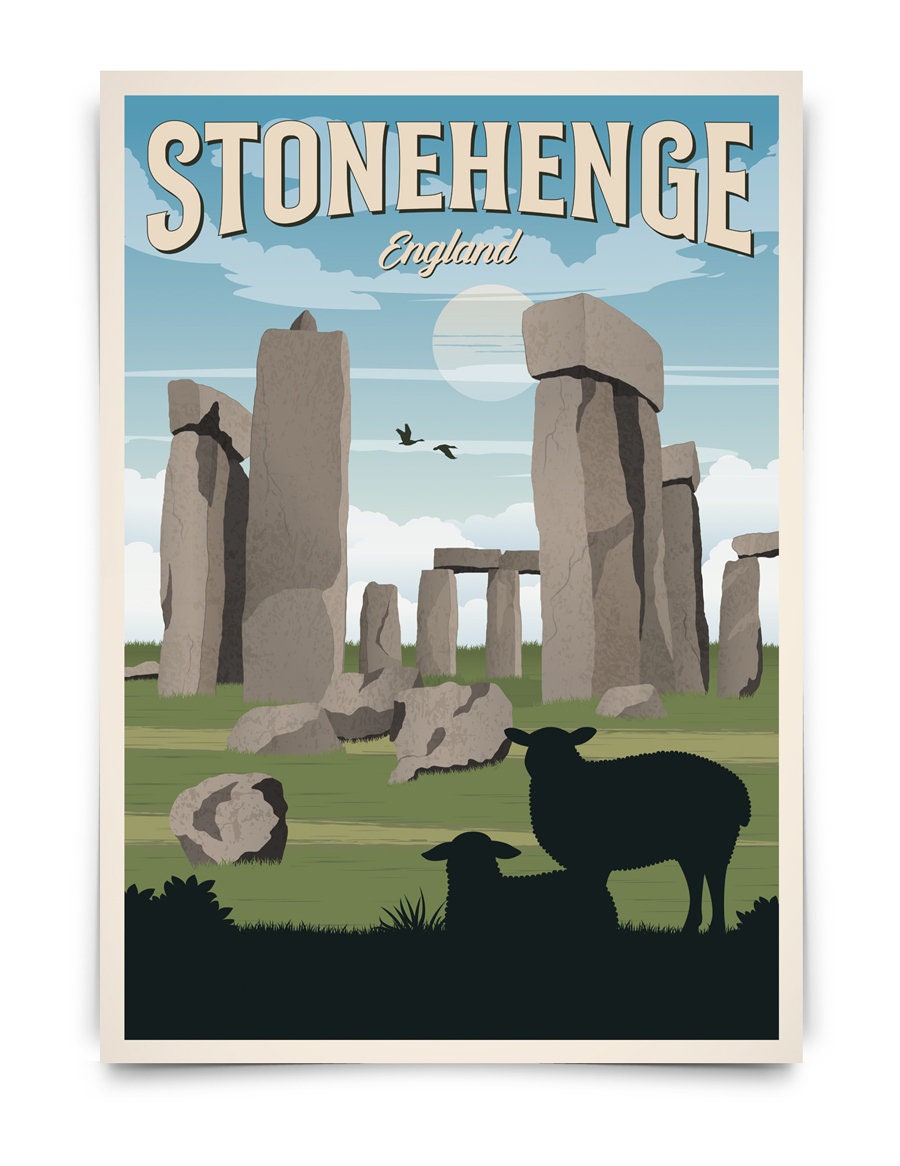 Stonehenge Travel Poster England Travel Poster UK Travel Etsy