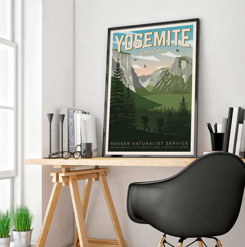 Yosemite Vintage Travel Poster, Travel, Decoration, Wall Art, Printable Poster, Yosemite, USA, California image 3