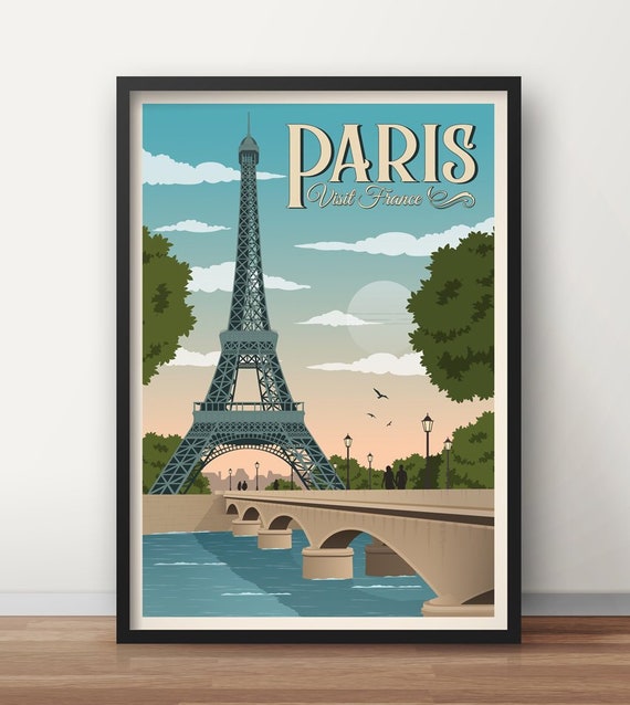 Paris Poster Eiffel Tower Travel Poster France Travel - Etsy