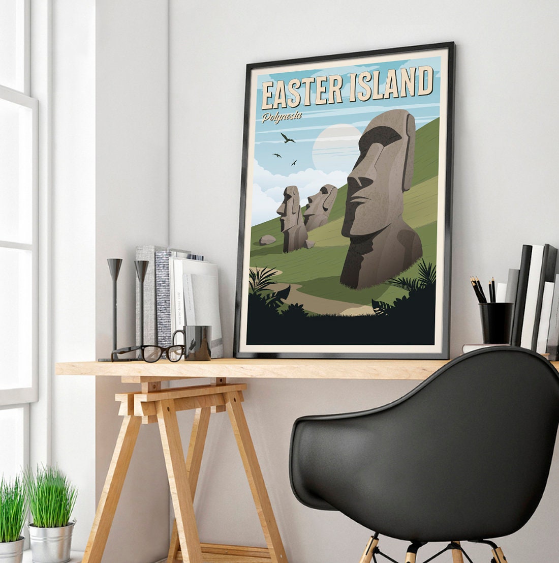 easter island travel poster