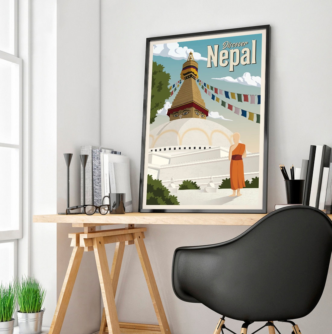 Nepal Vintage Travel Poster Nepal Travel Poster Katmandu Etsy