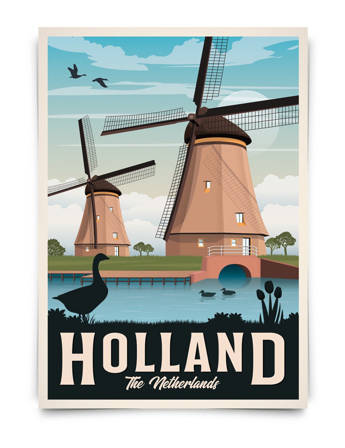 Cartel Vintage Holanda Viaje Holanda Poster Travel Poster Etsy
