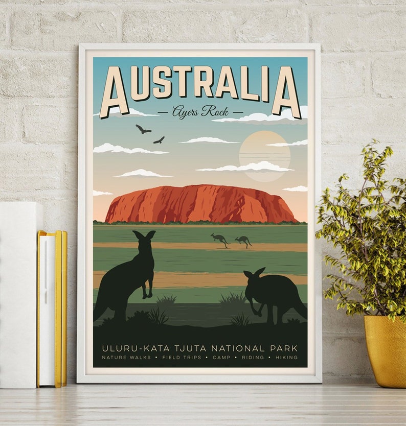 Australia Vintage Travel Poster Australia Ayers Rock Etsy