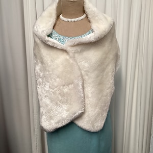 Vintage White Faux Fur Stole / Wrap - Made in Japan - 1960&#39;s  #20490