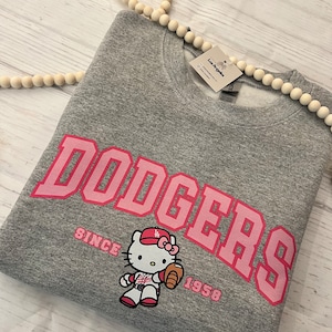 PINK FONT Kitty baseball Crewneck