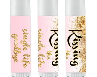 Sale - 12 Gold Sparkle Lip Balm Favors for Bridal Shower or Bachelorette Party- Pink and Gold Bridal Shower