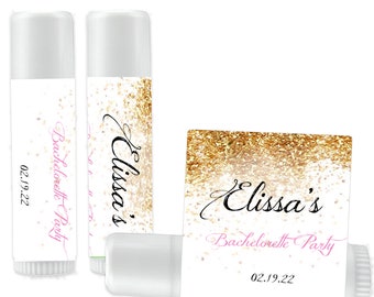 12 Gold Sparkle Lip Balm Favors para Bridal Shower - Pink and Gold Bridal Shower - Bridal Shower Favors - Bachelorette Lip Balms