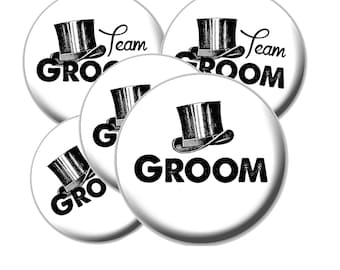 8 Team Groom Buttons - Groom Bachelor Party Buttons - Bachelor Party - Team Groom - Vintage Groom