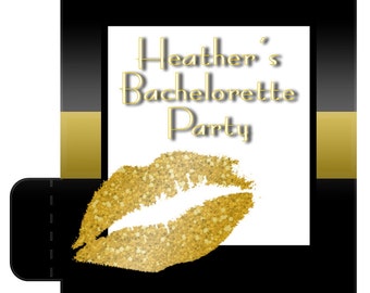 12 Lip Balm Favors for Bachelorette Pary - Bachelorette Lip Balm - Black and Gold Lip Balm - Gold Glitter Lip Balm -Bachelorette Party Favor